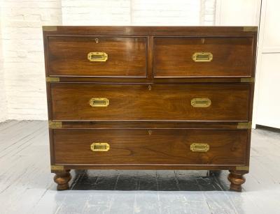 Pair of 19th Century English Mahogany Campaign Chests