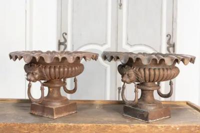 Pair of 19th Century French Cast Iron Urns