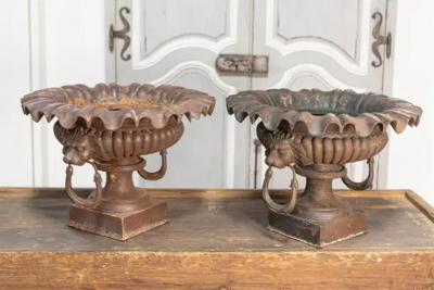 Pair of 19th Century French Cast Iron Urns