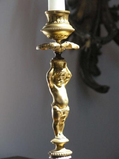 Pair of 19th Century French Gilt Bronze Candelabra