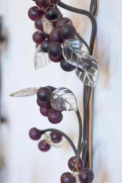 Pair of 19th Century French Grape and Crystal Wall Sconces