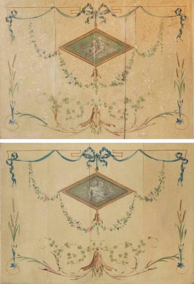 Pair of 19th Century French Hand Painted Wall Panels