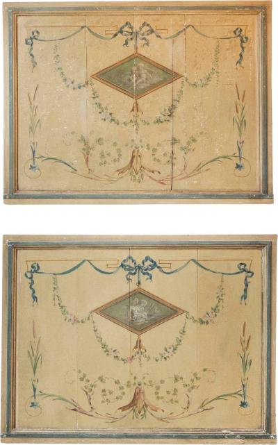 Pair of 19th Century French Hand Painted Wall Panels