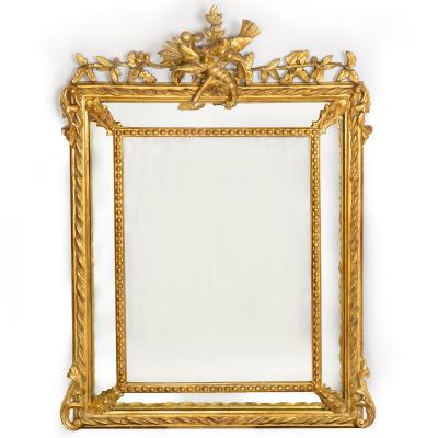 Pair of 19th Century French Neoclassical Antique Giltwood Wedding Mirrors