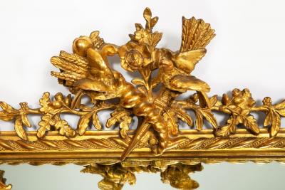 Pair of 19th Century French Neoclassical Antique Giltwood Wedding Mirrors