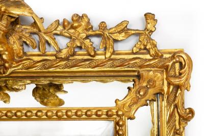Pair of 19th Century French Neoclassical Antique Giltwood Wedding Mirrors