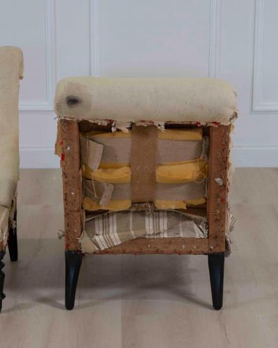 Pair of 19th Century French Scroll Back Chairs Ready to Upholster