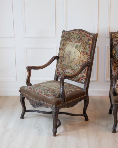 Pair of 19th Century French Walnut Regence Style Armchairs