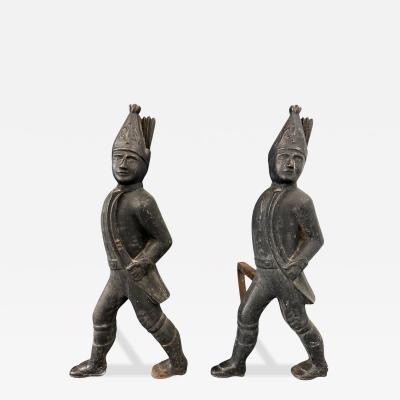 Pair of 19th Century Hessian Soldiers Antique Andirons