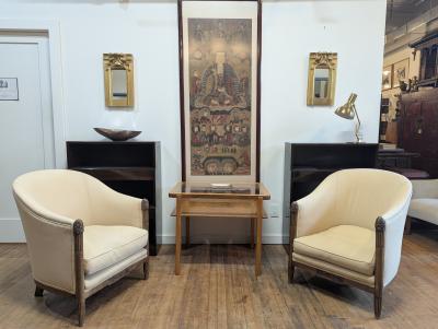 Pair of 19th Century Italian Baroque Giltwood Pier Column Mirrors
