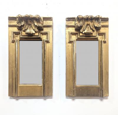 Pair of 19th Century Italian Baroque Giltwood Pier Column Mirrors