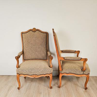 Pair of 19th Century Italian Carved Wooden Chairs in Transitional Style