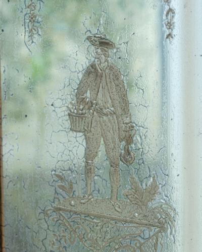 Pair of 19th Century Italian Engraved Mirrors with Original Paint