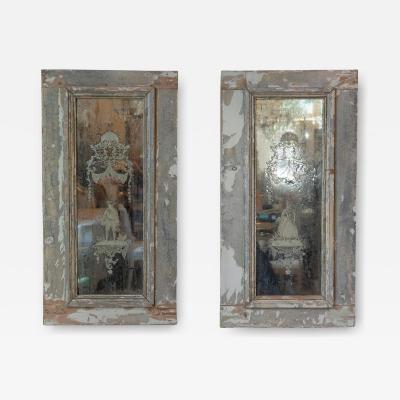 Pair of 19th Century Italian Engraved Mirrors with Original Paint