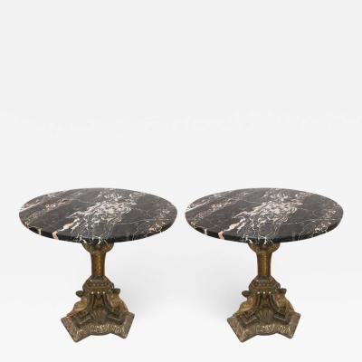 Pair of 19th Century Italian Giltwood Marble Top Pedestal Tables