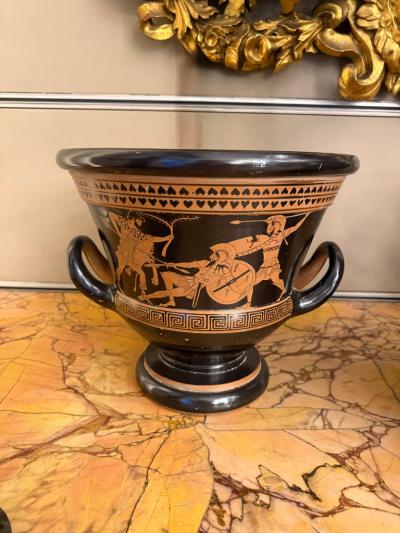 Pair of 19th Century Italian Grand Tour Red Figure Chalice Krater in Attic Style