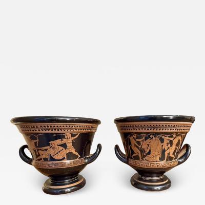 Pair of 19th Century Italian Grand Tour Red Figure Chalice Krater in Attic Style