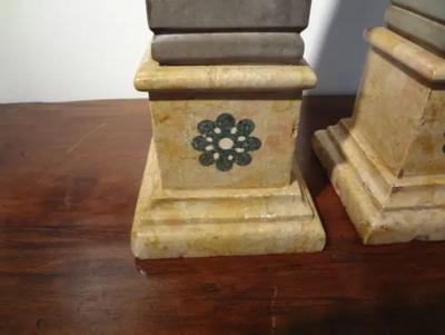Pair of 19th Century Italian Neoclassical Style Marble Obelisks