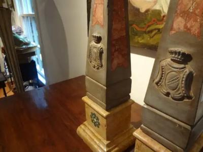 Pair of 19th Century Italian Neoclassical Style Marble Obelisks