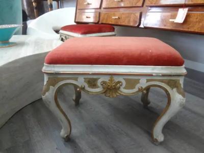 Pair of 19th Century Italian Painted and Gilt Ottomans