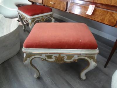 Pair of 19th Century Italian Painted and Gilt Ottomans