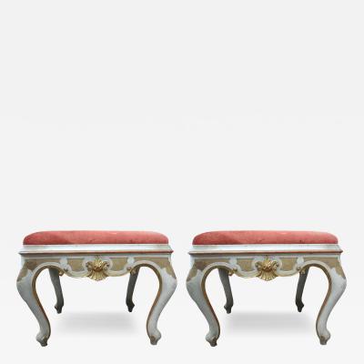 Pair of 19th Century Italian Painted and Gilt Ottomans