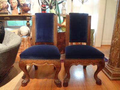 Pair of 19th Century Italian Walnut Childrens Chairs