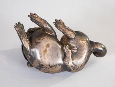 Pair of 19th Century Japanese Bronze Playful Puppies