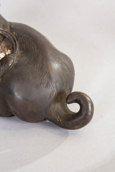 Pair of 19th Century Japanese Bronze Playful Puppies