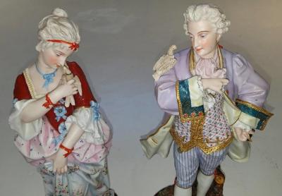 Pair of 19th Century Limoges Monvoisin Porcelain Figurines