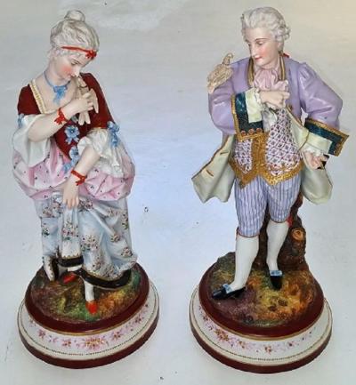 Pair of 19th Century Limoges Monvoisin Porcelain Figurines