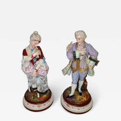 Pair of 19th Century Limoges Monvoisin Porcelain Figurines