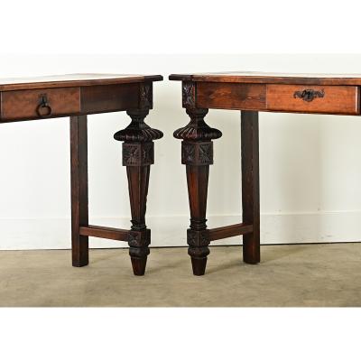 Pair of 19th Century Louis XVI Walnut Consoles