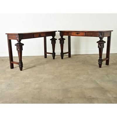 Pair of 19th Century Louis XVI Walnut Consoles