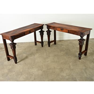 Pair of 19th Century Louis XVI Walnut Consoles