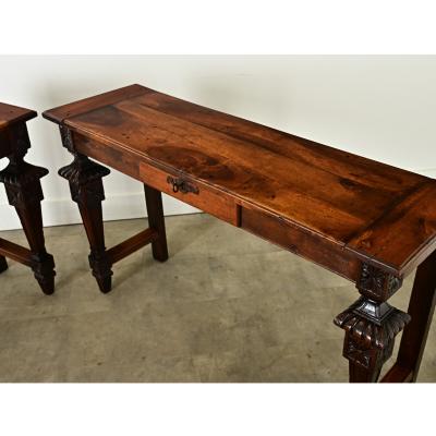 Pair of 19th Century Louis XVI Walnut Consoles