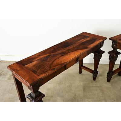 Pair of 19th Century Louis XVI Walnut Consoles
