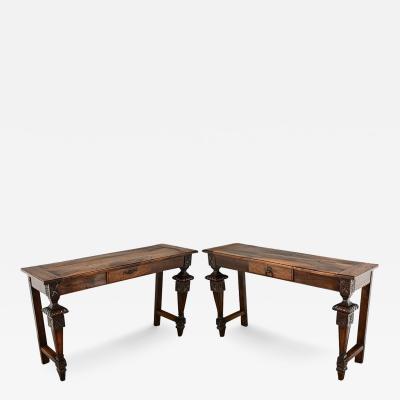 Pair of 19th Century Louis XVI Walnut Consoles