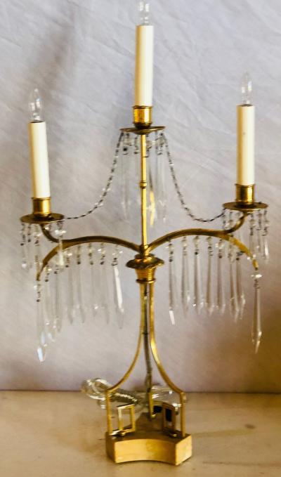 Pair of 19th Century Russian Neoclassical Gilded Bronze Table Lamp