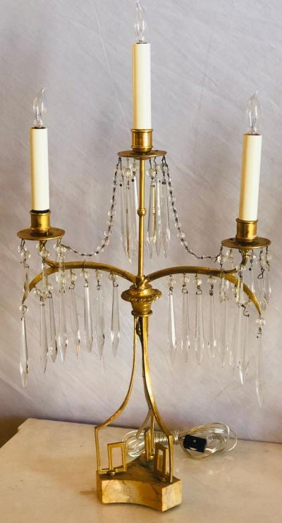 Pair of 19th Century Russian Neoclassical Gilded Bronze Table Lamp