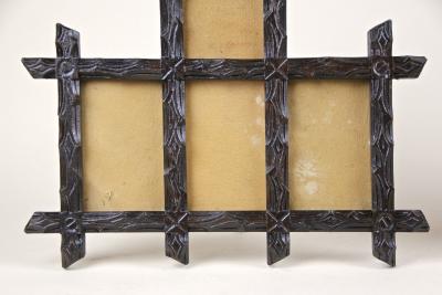 Pair of 19th Century Rustic Black Forest Photo Frames Handcarved AT ca 1880