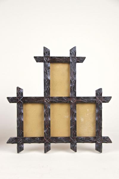 Pair of 19th Century Rustic Black Forest Photo Frames Handcarved AT ca 1880
