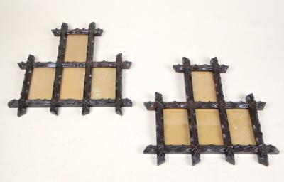Pair of 19th Century Rustic Black Forest Photo Frames Handcarved AT ca 1880