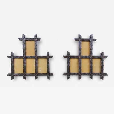 Pair of 19th Century Rustic Black Forest Photo Frames Handcarved AT ca 1880