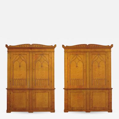 Pair of 19th Century Scandinavian Satin Birch Bookcases of Monumental Size