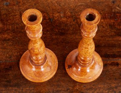 Pair of 19th Century Swedish Burl Candlesticks