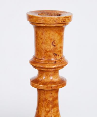 Pair of 19th Century Swedish Burl Candlesticks