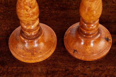 Pair of 19th Century Swedish Burl Candlesticks