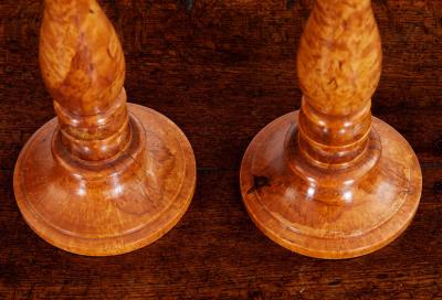 Pair of 19th Century Swedish Burl Candlesticks
