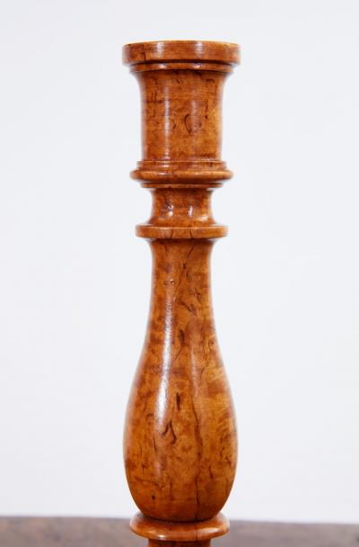 Pair of 19th Century Swedish Burl Candlesticks